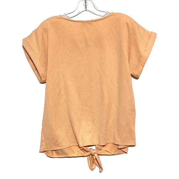 Set The Stage Tie Front Top Shirt Womens L Ribbed Boho Y2K Coastal Casual Hippie - Picture 2 of 6